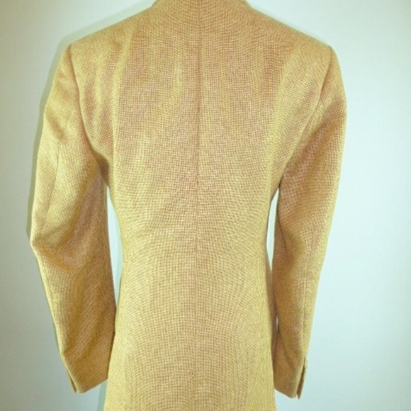 Isaia Napoli gold tweed long wool linen blazer i42 6 made in Italy vintage